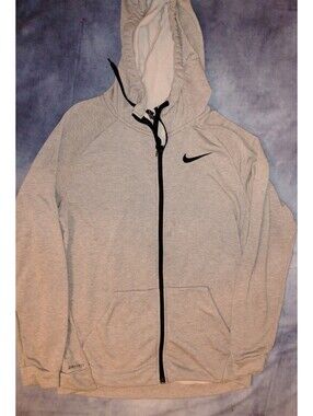 Nike Dri-FIT Gray Zip-Up Hoodie Athletic Sweatshirt